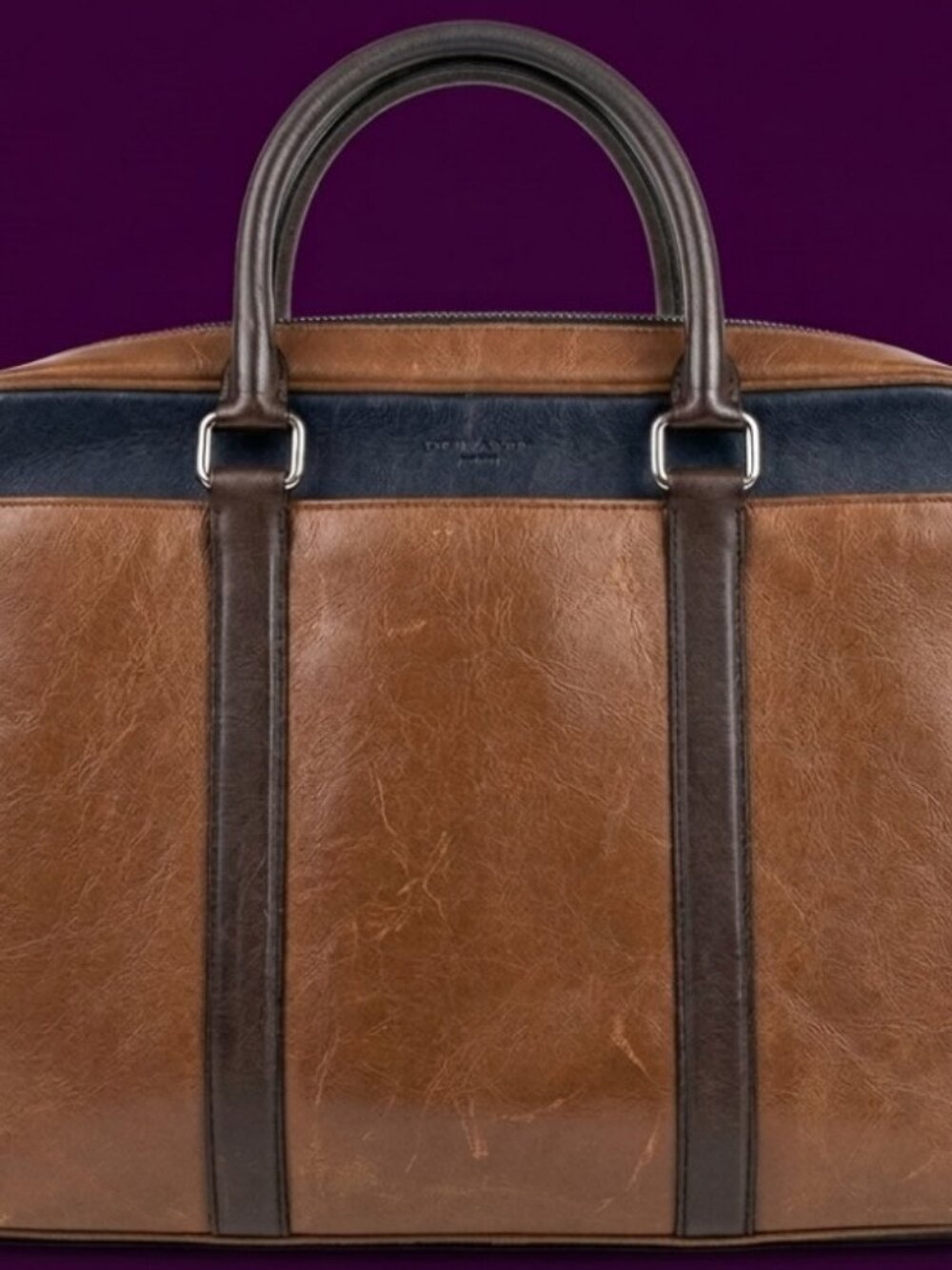 Vintage Coach Leather Slim Briefcase Laptop Messenger Bag - Brown Stripe